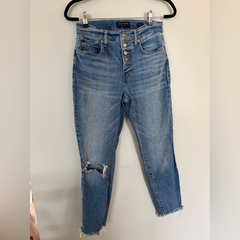Lucky Brand Ankle Skinny High Rise Distressed Denim Jeans Size 6/28
